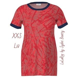 LuLaRoe Liv Red and Navy Tee